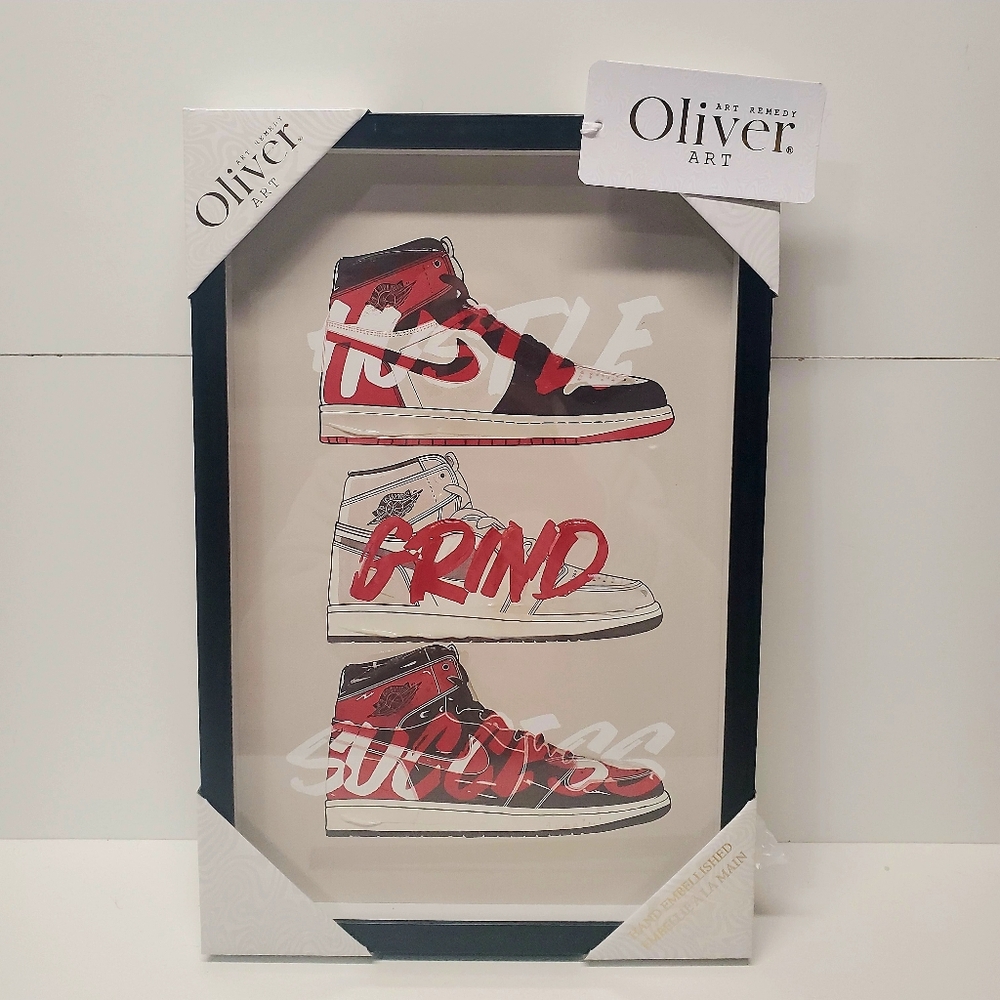 Hustle Grind Success Sneakers Nike  Art Print - Red and Black (15"×10")